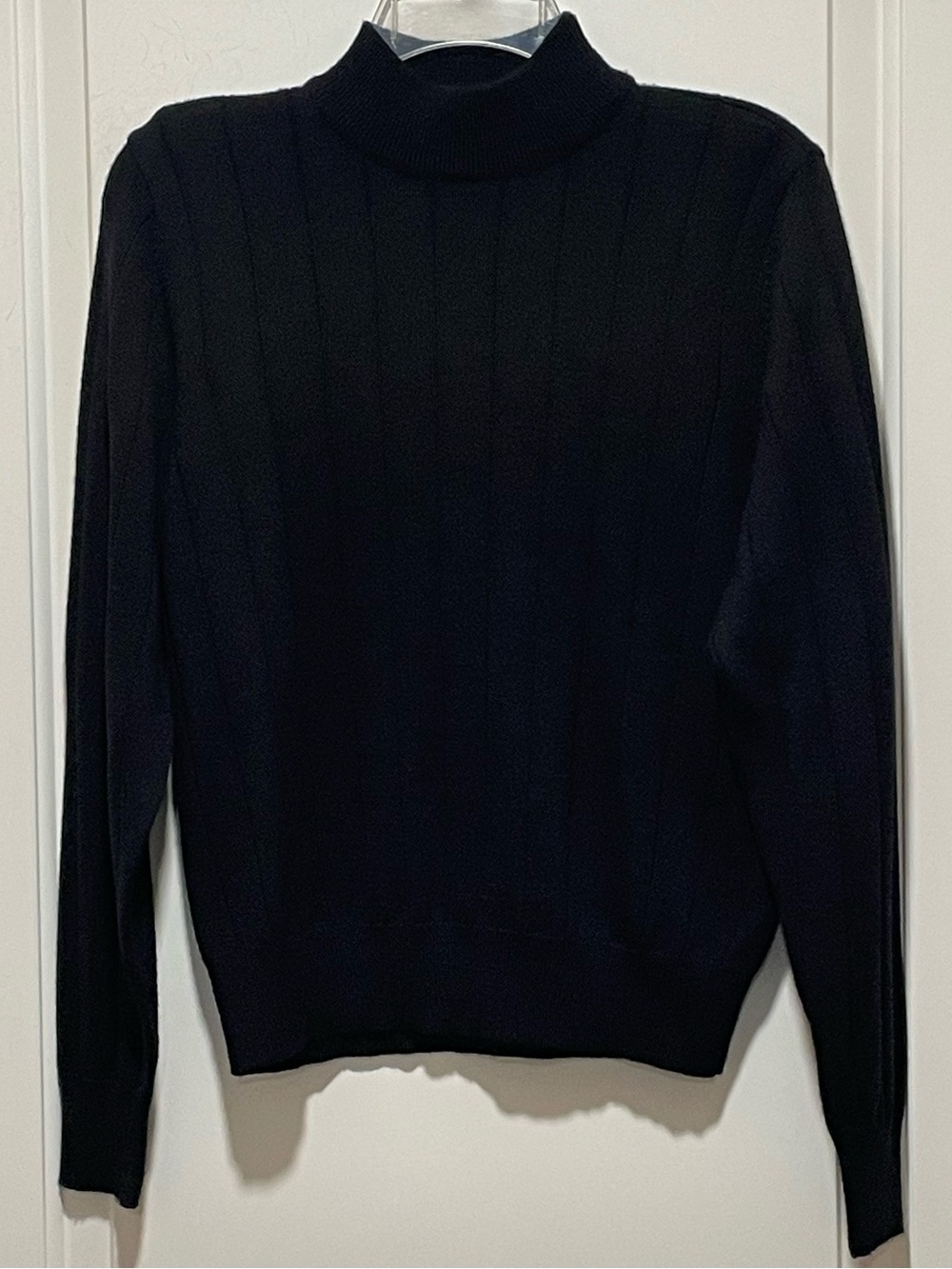 VINTAGE Harve’ Bernard by Bernard Holtzman Sz Sm Black Ribbed Mock Neck Sweater